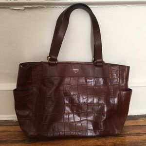 Beautiful Large Leather FOSSIL Tote